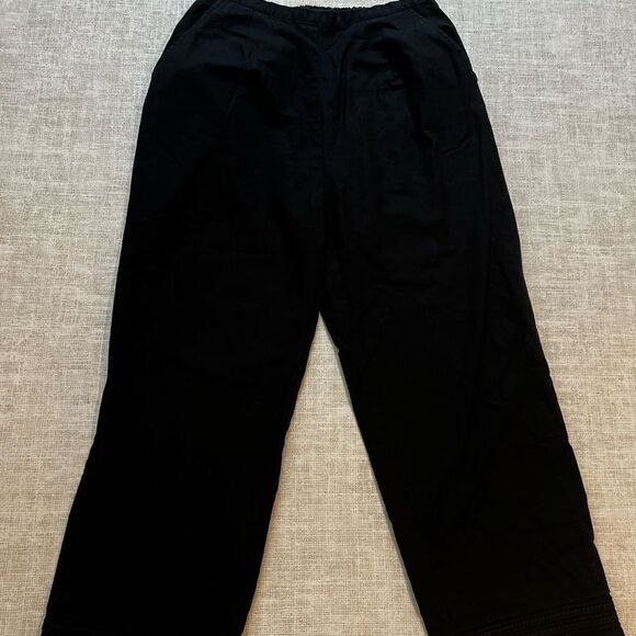 Oleg Cassini black linen capri pant size L - Picture 6 of 7